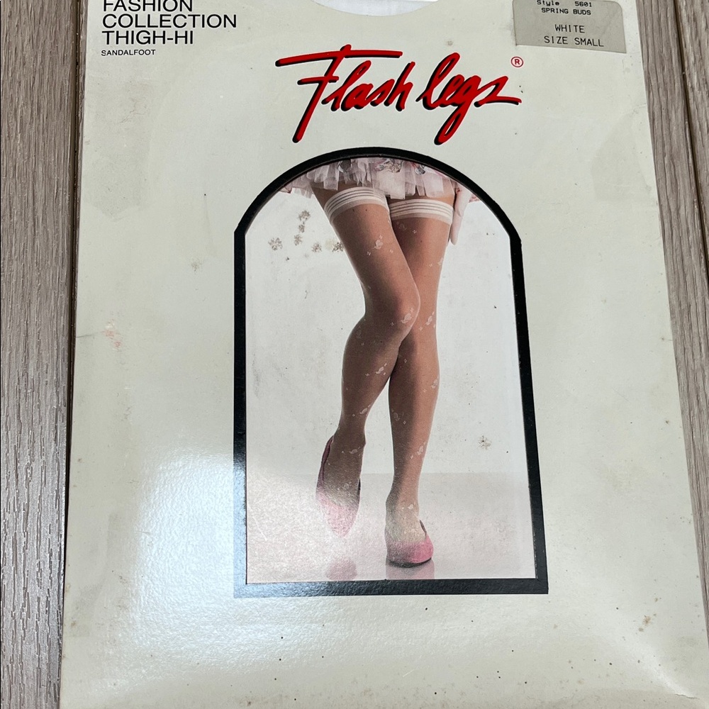 Women's White buds Thigh-High stockings
